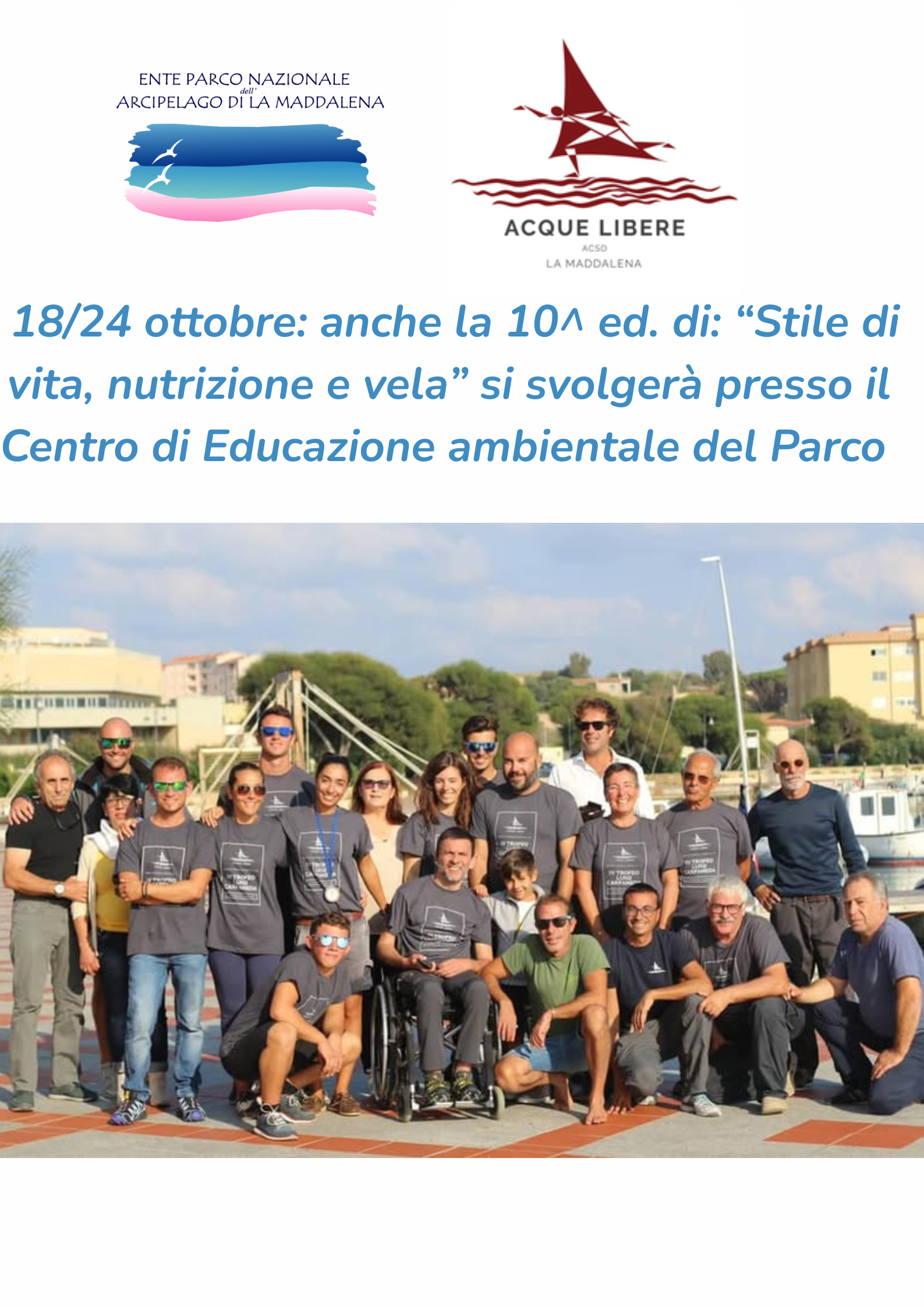 Il Parco ci accoglie, la vela ci guida, la nutrizione diventa stile di vita